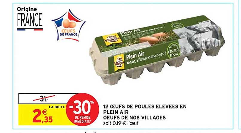 12 oeufs de poules élevées en plein air oeufs de nos villages