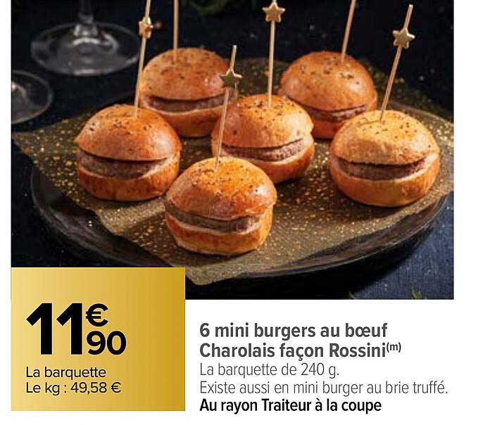6 mini burgers au bœuf charolais façon rossini