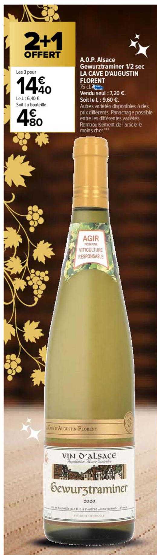 a.o.p. alsace gewurztraminer 1-2 sec la cave d'augustin florent