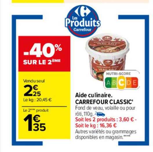 aide culinaire, carrefour classic'