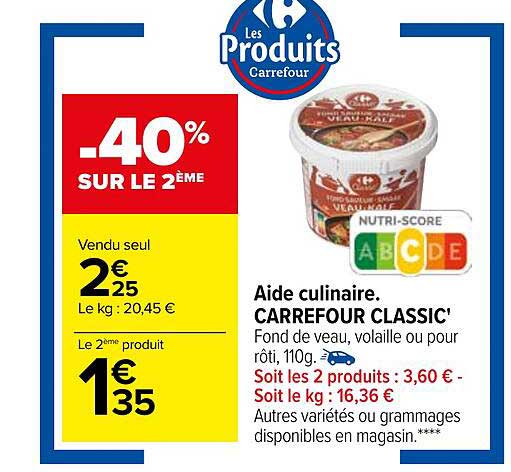 aide culinaire carrefour classic'