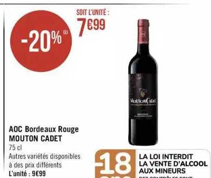 aoc bordeaux rouge mouton cadet