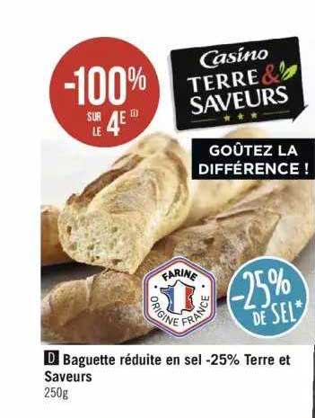 baguette réduite en sel -25% terre et saveurs