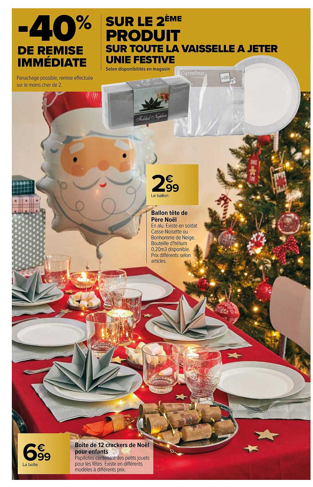 ballon tête de père noël, boîte de 12 crackers de noël pour enfant