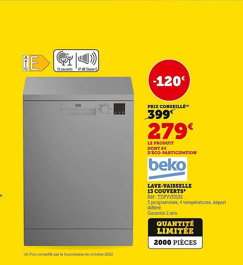 beko lave-vaisselle 13 couverts