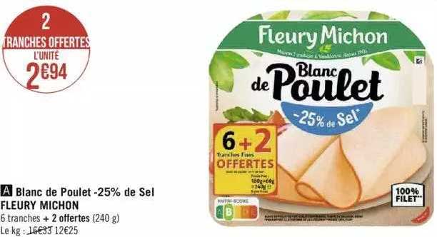 blanc de poulet -25% de sel fleury michon