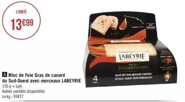 bloc de foie gras de canard du sud-ouest avec morceaux labeyrie