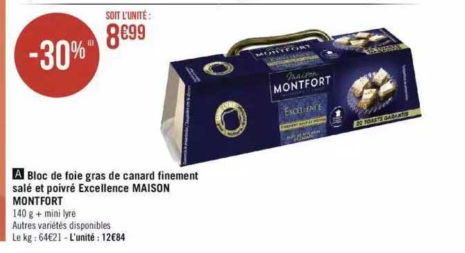 bloc de foie gras de canard finement salé et poivré excellence maison montfort
