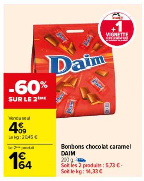 bonbons chocolat caramel daim