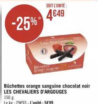 bûchettes orange sanguine chocolat noir les chevalier d'argouges