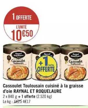 cassoulet toulousain cuisiné à la graisse d'oie raynal et roquelaure