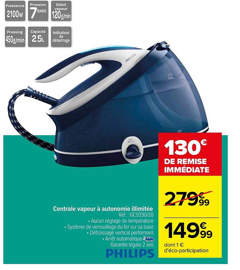 centrale vapeur à autonomie illimitée philips