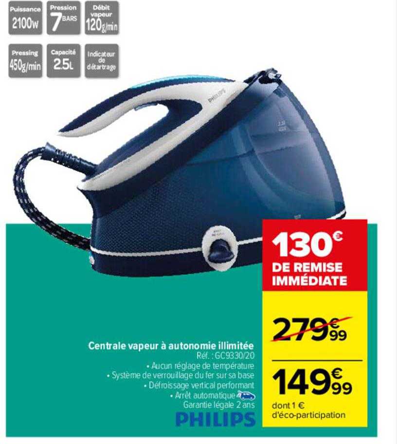 centrale vapeur à autonomie illimitée philips