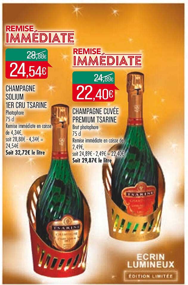 Champagne Solium 1er Cru Tsarine Ou Champagne Cuvée Premium Tsarine