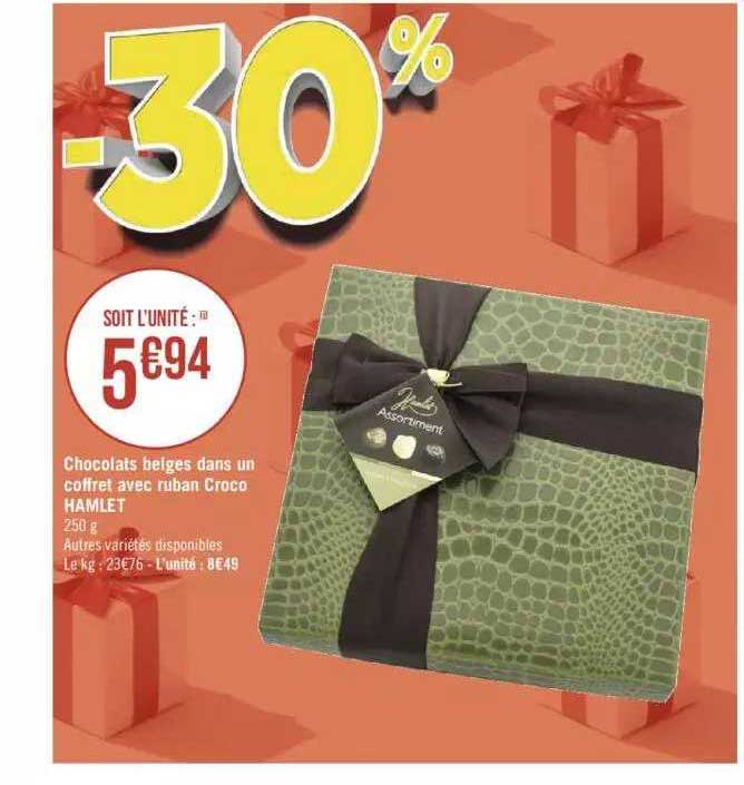 Chocolats Belges Dans Un Coffret Avec Ruban Croco Hamlet
