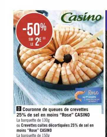 couronne de queues de crevettes 25% de sel en moins "rose" casino