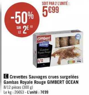 crevettes sauvages crues surgelées gambas royale rouge gimbert ocean