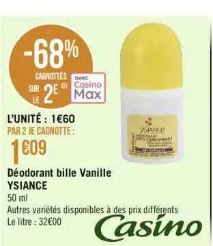 déodorant bille vanille ysiance