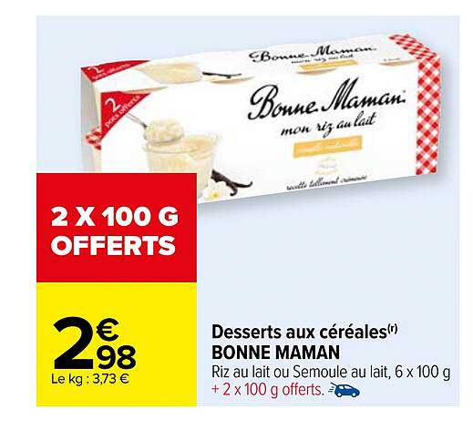 desserts aux céréales bonne maman