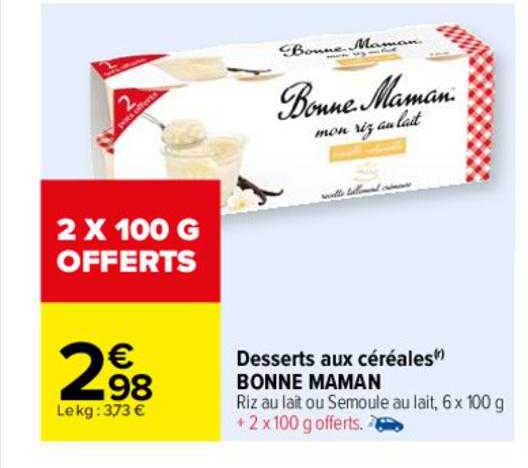 desserts aux céréales bonne maman