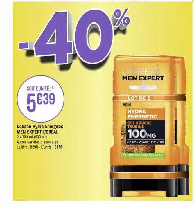 douche hydra energetic men expert l'oreal