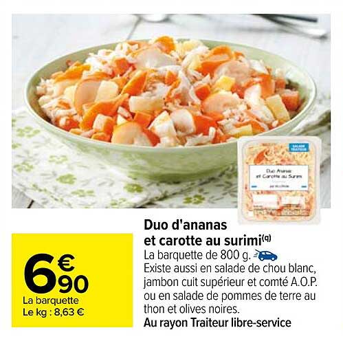 duo d'ananas et carotte au surimi