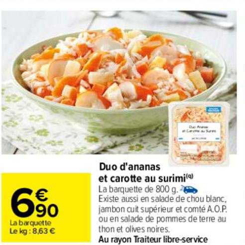 duo d'ananas et carotte au surimi