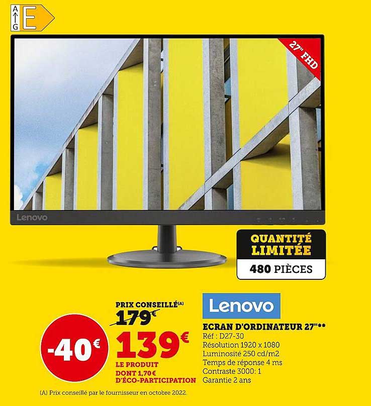 écran d'ordinateur 27" lenovo