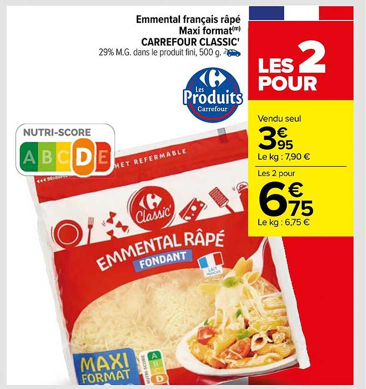 emmental français râpé maxi format carrefour classic'