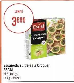 escargots surgelés à croquer escal