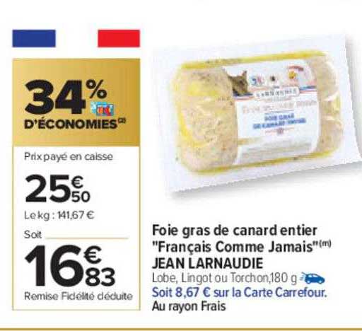 foie gras de canard entier "français comme jamais" jean larnaudie