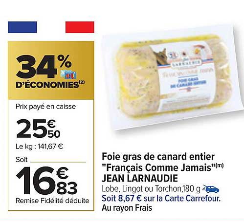 foie gras de canard entier "français comme jamais" jean larnaudie