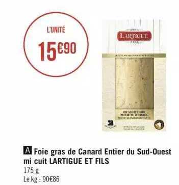 foie gras de canard entier du sud-ouest mi cuit lartigue et fils