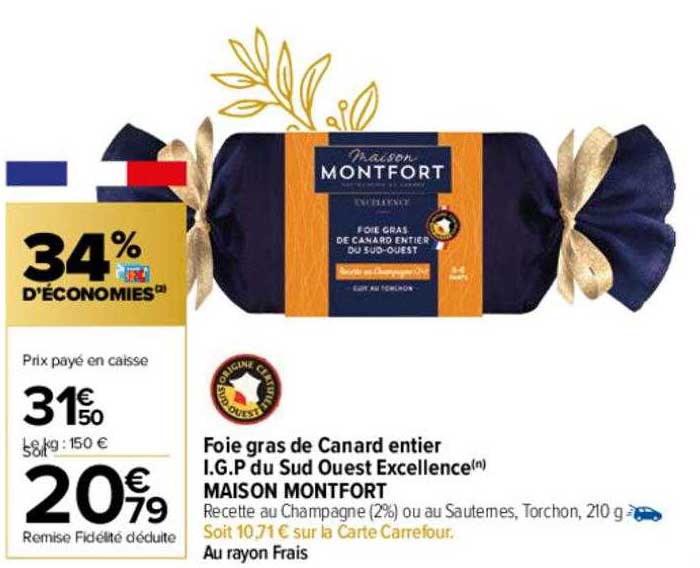 foie gras de canard entier i.g.p. du sud ouest excellence maison montfort