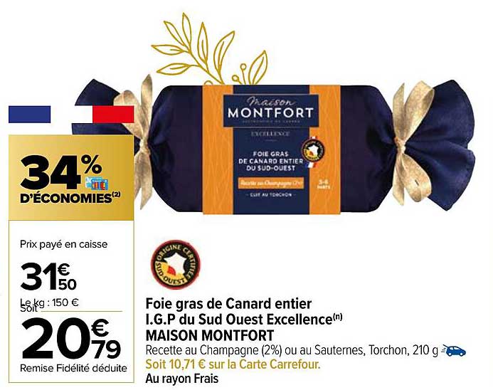 foie gras de canard entier i.g.p. du sud ouest excellence maison montfort