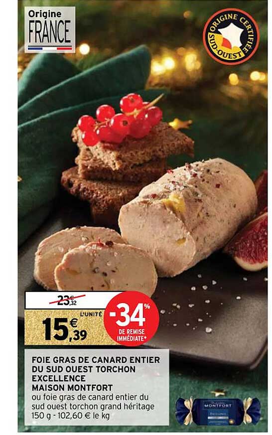 foie gras de canard entier ou sud ouest torchon excellence maison montfort