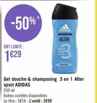gel douche & shampooing 3 en 1 after sport adidas