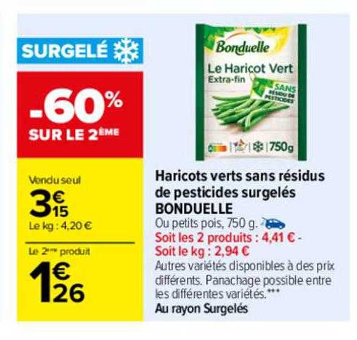 haricots verts sans résidus de pesticides surgelés bonduelle