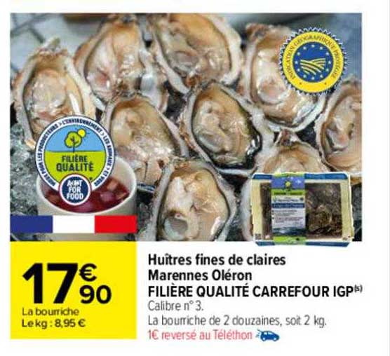 huîtres fines de claires marennes oléron filière qualité carrefour igp