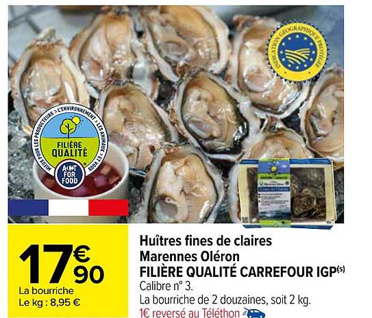 huîtres fines de claires marennes oléron filière qualité carrefour igp