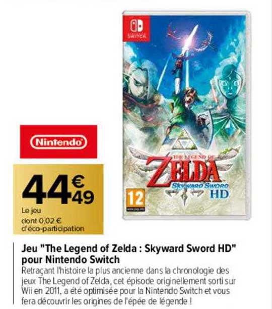 jeu "the legend of zelda : skyward sword hd" pour nintendo switch