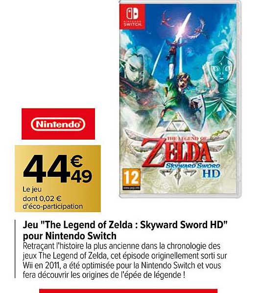 jeu "the legend of zelda : skyward sword hd" pour nintendo switch