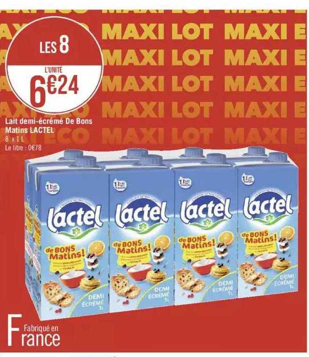 lait demi-écrémé de bons matins lactel
