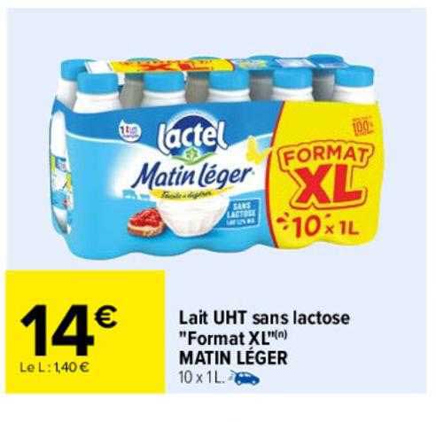 lait uht sans lactose "format xl" matin léger