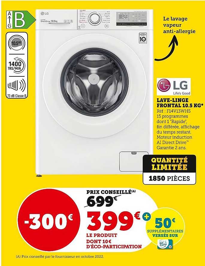 lave-linge frontal 10.5 kg lg
