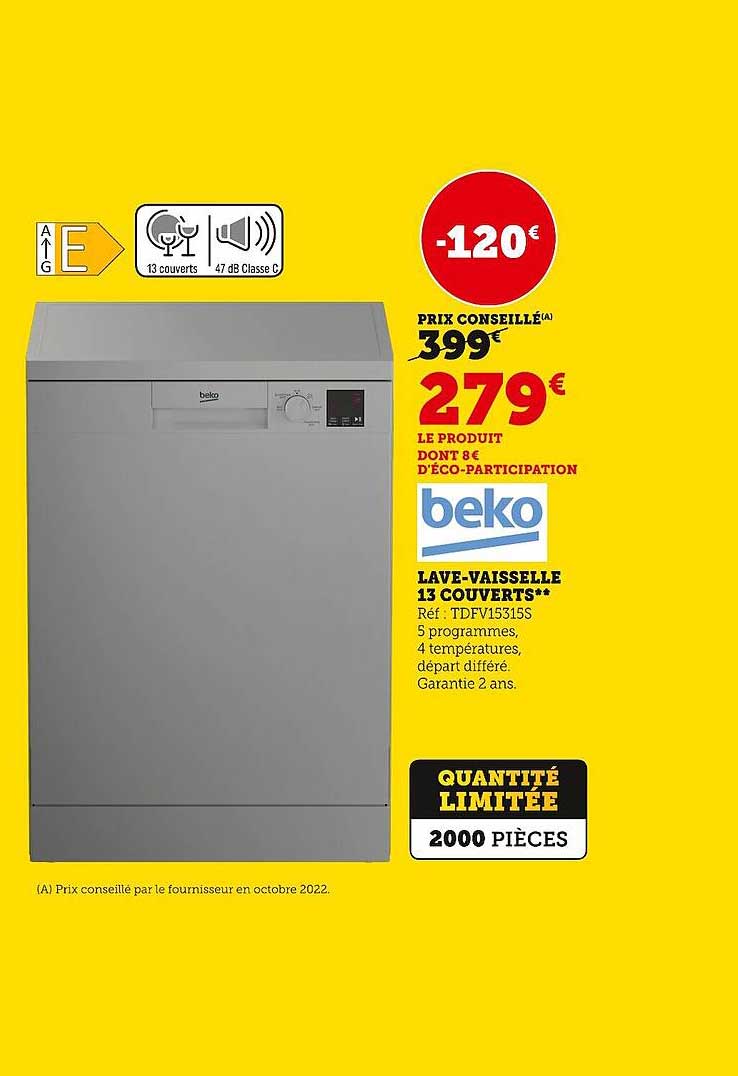 lave-vaisselle 13 couverts beko