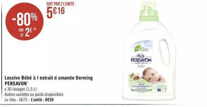 lessive bébé à l'extrait d'amande derming persavon