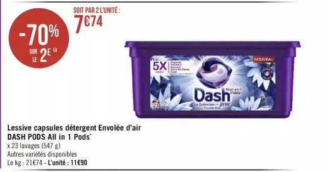 lessive capsules détergent envolée d'air dash pods allin1 pods