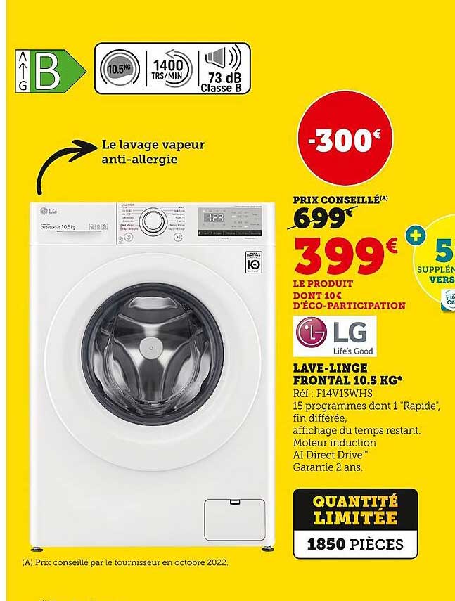 lg lave-linge frontal 10.5 kg