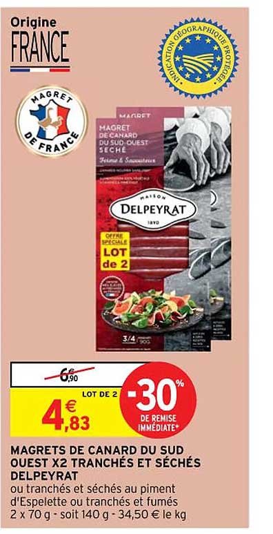 Magrets De Canard Du Sud Ouest X2 Tranchés Et Séchés Delpeyrat